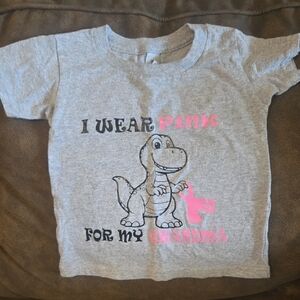 Gildan Gray Heavy Cotton T-Shirt Says "I WEAR PINK FOR MY GRANDMA" Size 3T